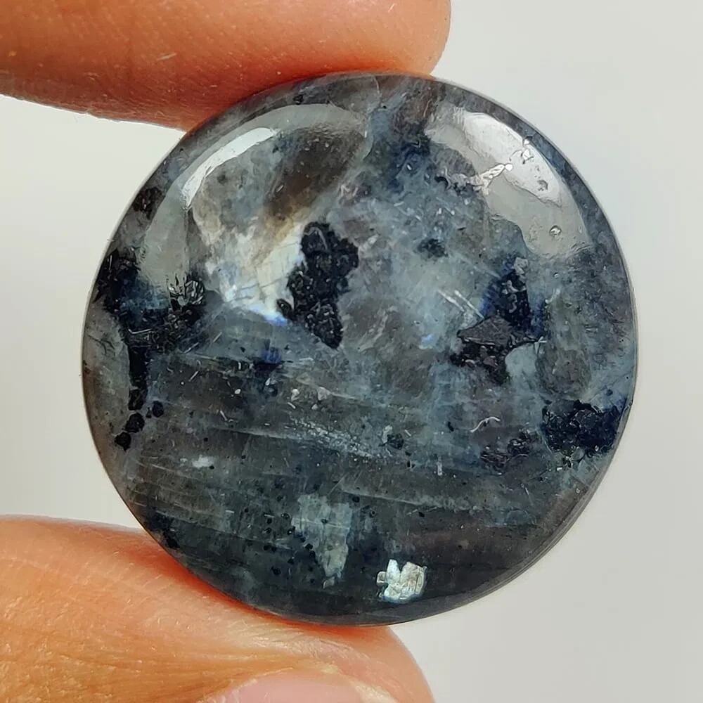 21.33 Ct Natural Larvikite Round Cabochon Blue Flash 22mm